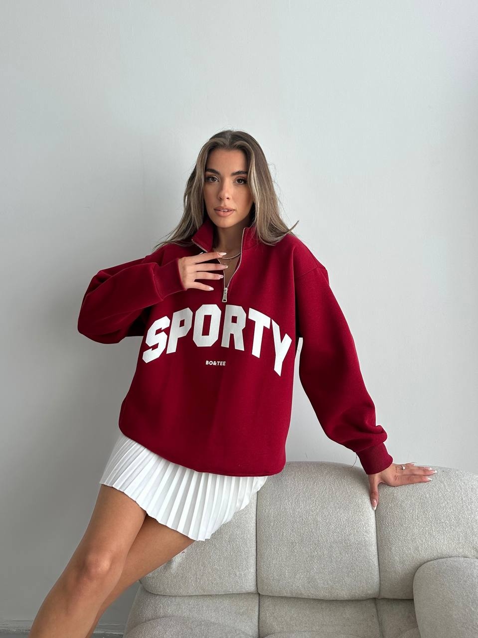 Yarım%20Fermuar%20Sporty%20Sweat%20Bordo