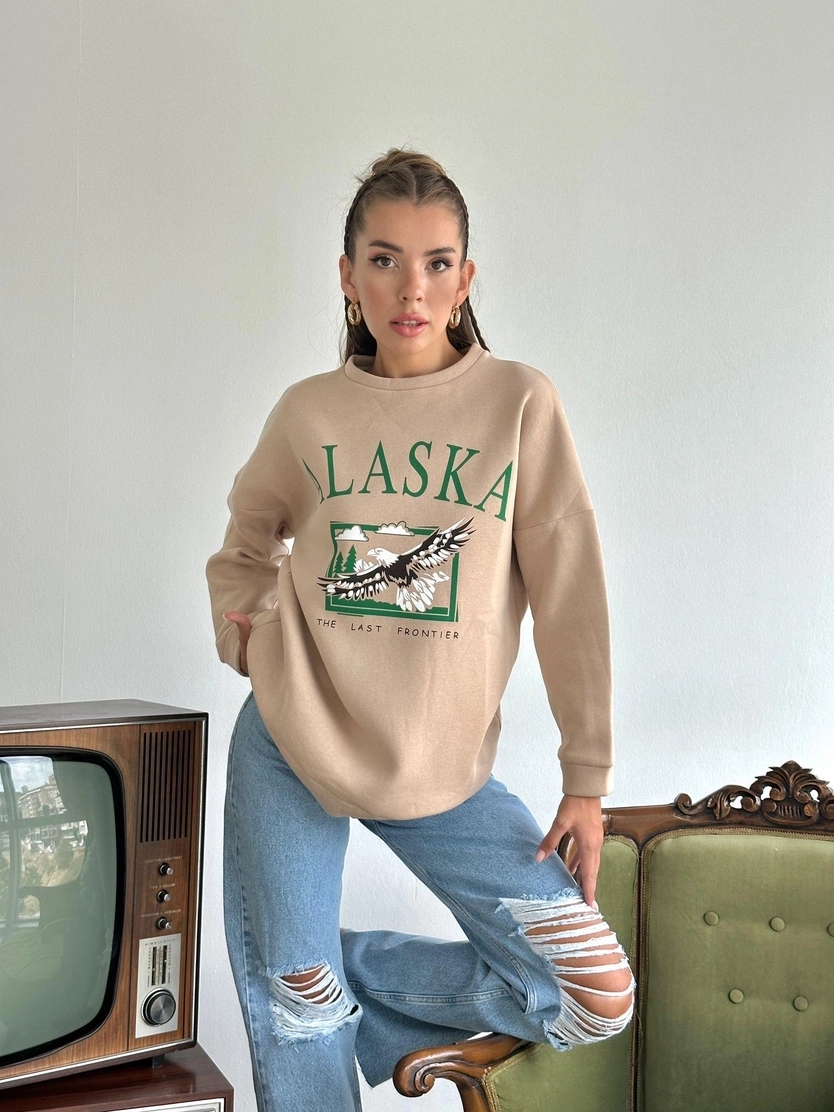 ALASKA%20ÜÇ%20İPLİK%20OVERSİZE%20SWEAT%20VİZON