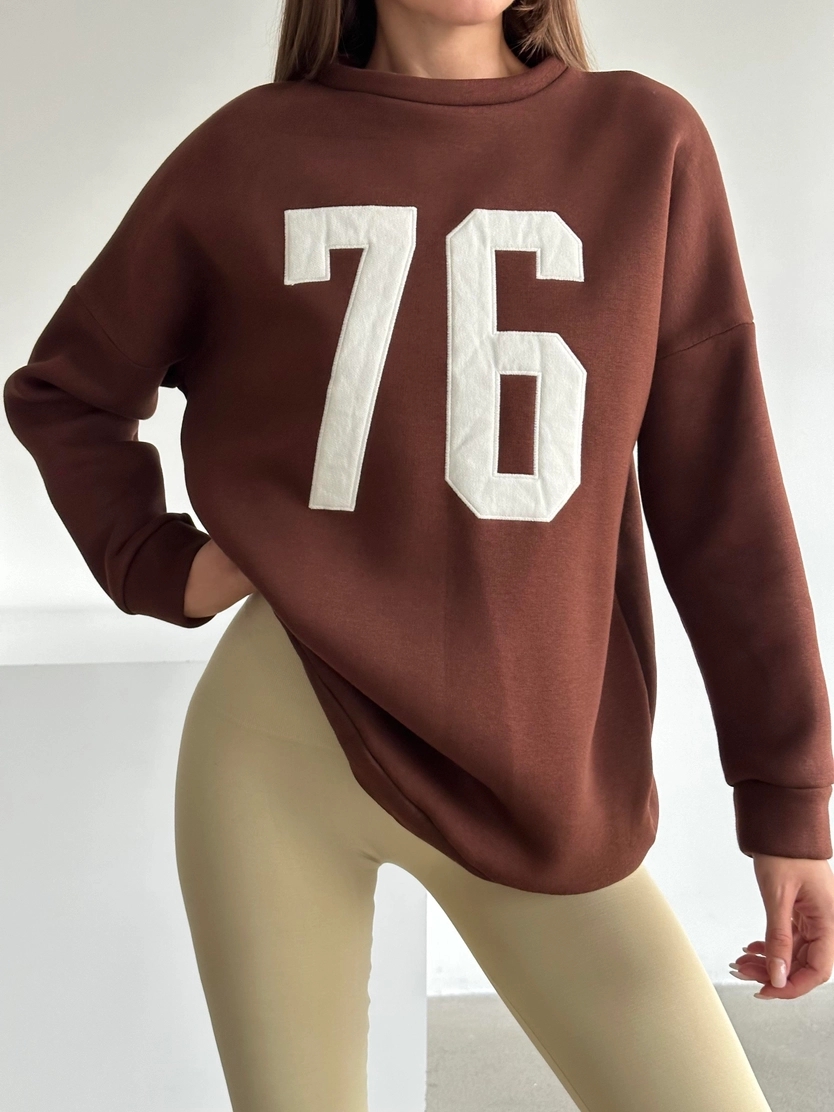 SEVENTY%20SİX%20BASKI%20SWEAT%20KAHVERENGİ