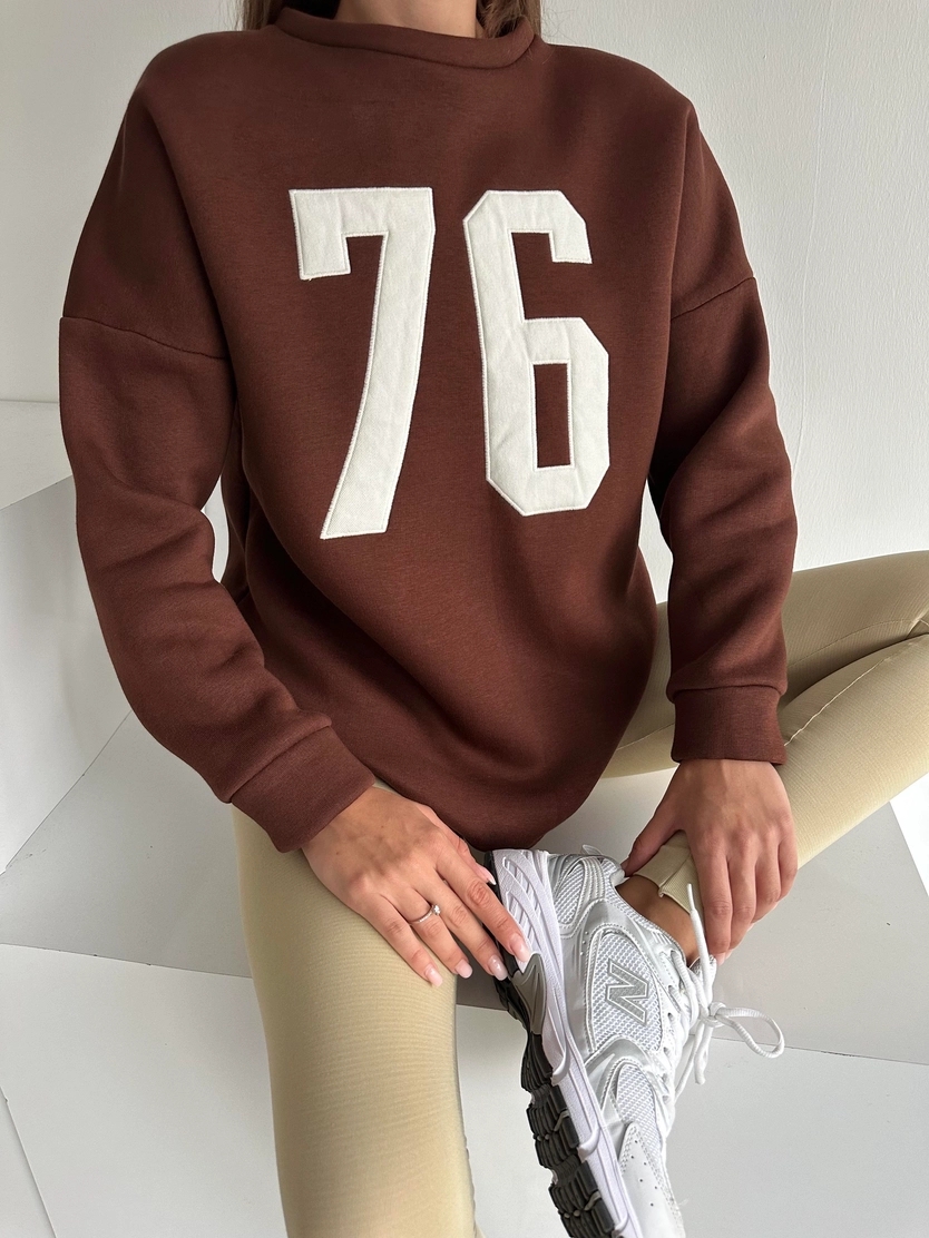 SEVENTY%20SİX%20BASKI%20SWEAT%20KAHVERENGİ