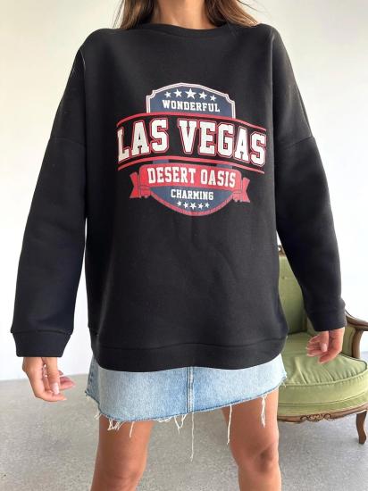 LAS VEGAS ÜÇ İPLİK OVERSİZE SWEAT SİYAH